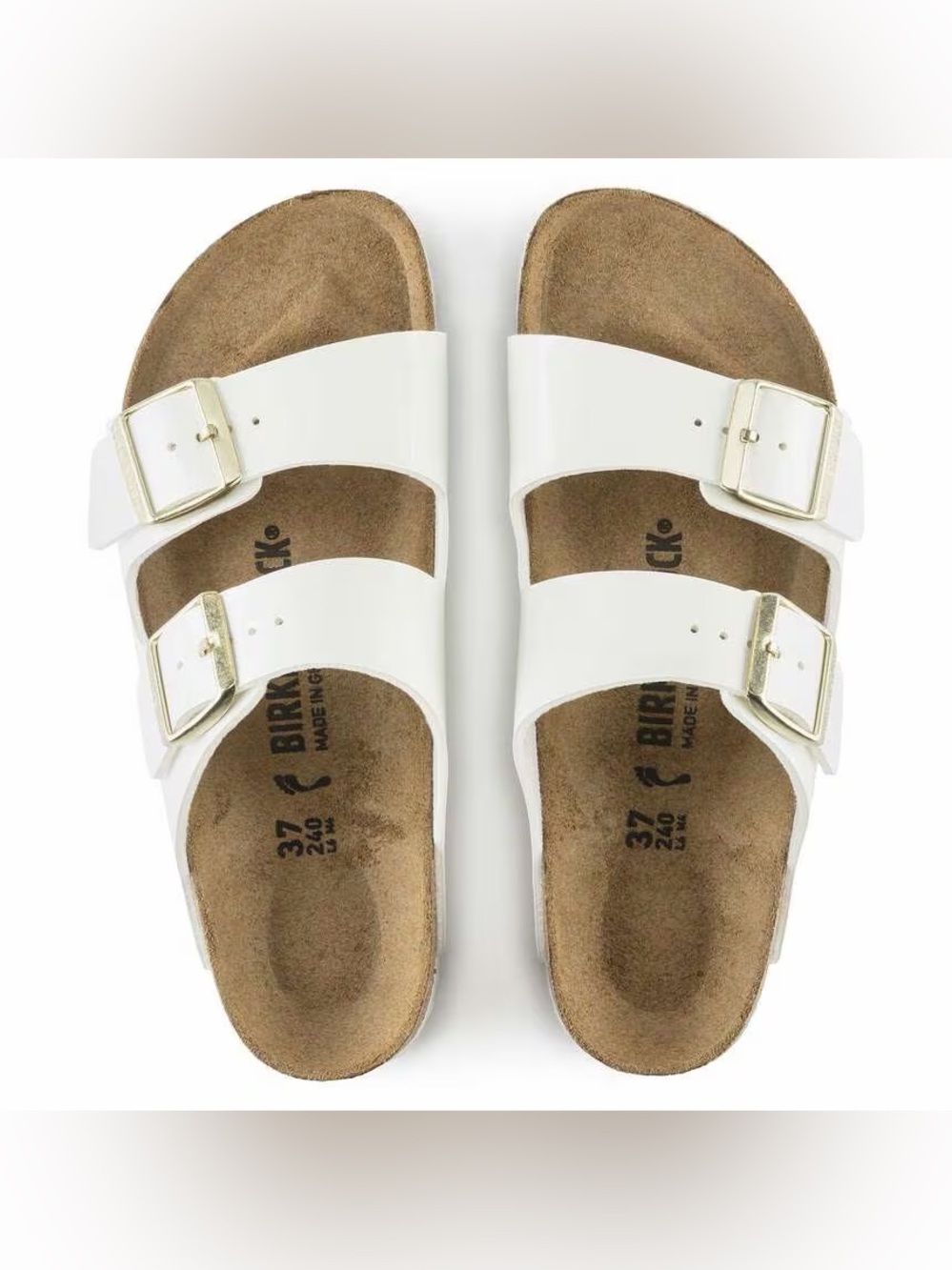 Birkenstock Arizona Birko-Flor Patent in Patent White